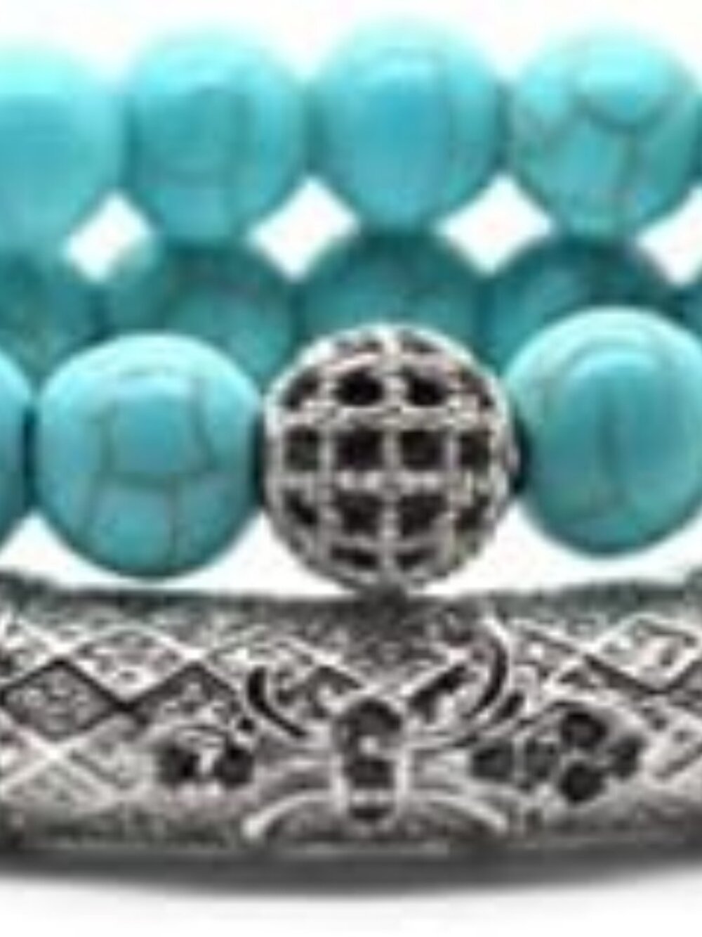 2 Multi-Layer Stackable Turquoise Bracelets Stretchy - Picture 2 of 4